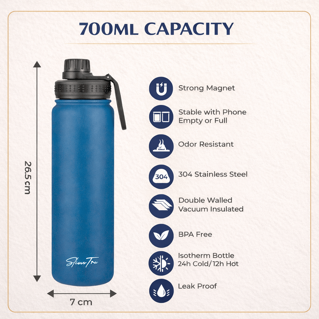 SlimTra™ Magnetic Protein Shaker Bottle – MagSafe Phone Holder, Insulated Stainless Steel, 700ml (24oz)