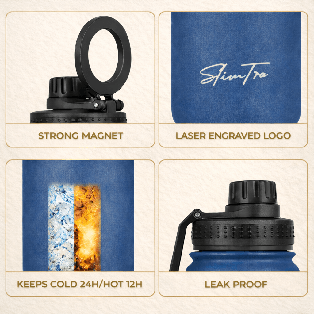 SlimTra™ Magnetic Protein Shaker Bottle – MagSafe Phone Holder, Insulated Stainless Steel, 700ml (24oz)