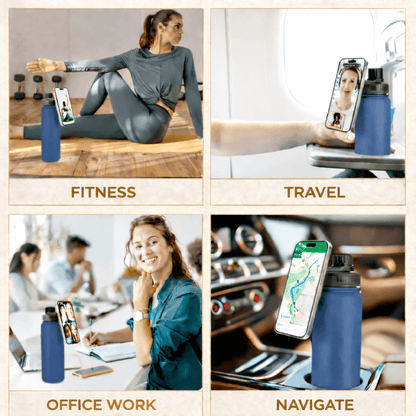 SlimTra™ Magnetic Protein Shaker Bottle – MagSafe Phone Holder, Insulated Stainless Steel, 700ml (24oz)
