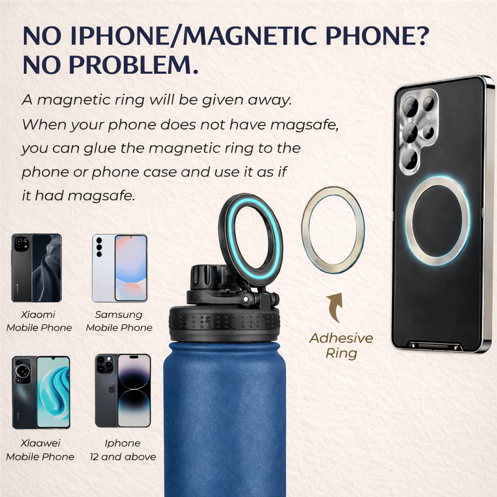 SlimTra™ Magnetic Protein Shaker Bottle – MagSafe Phone Holder, Insulated Stainless Steel, 700ml (24oz)
